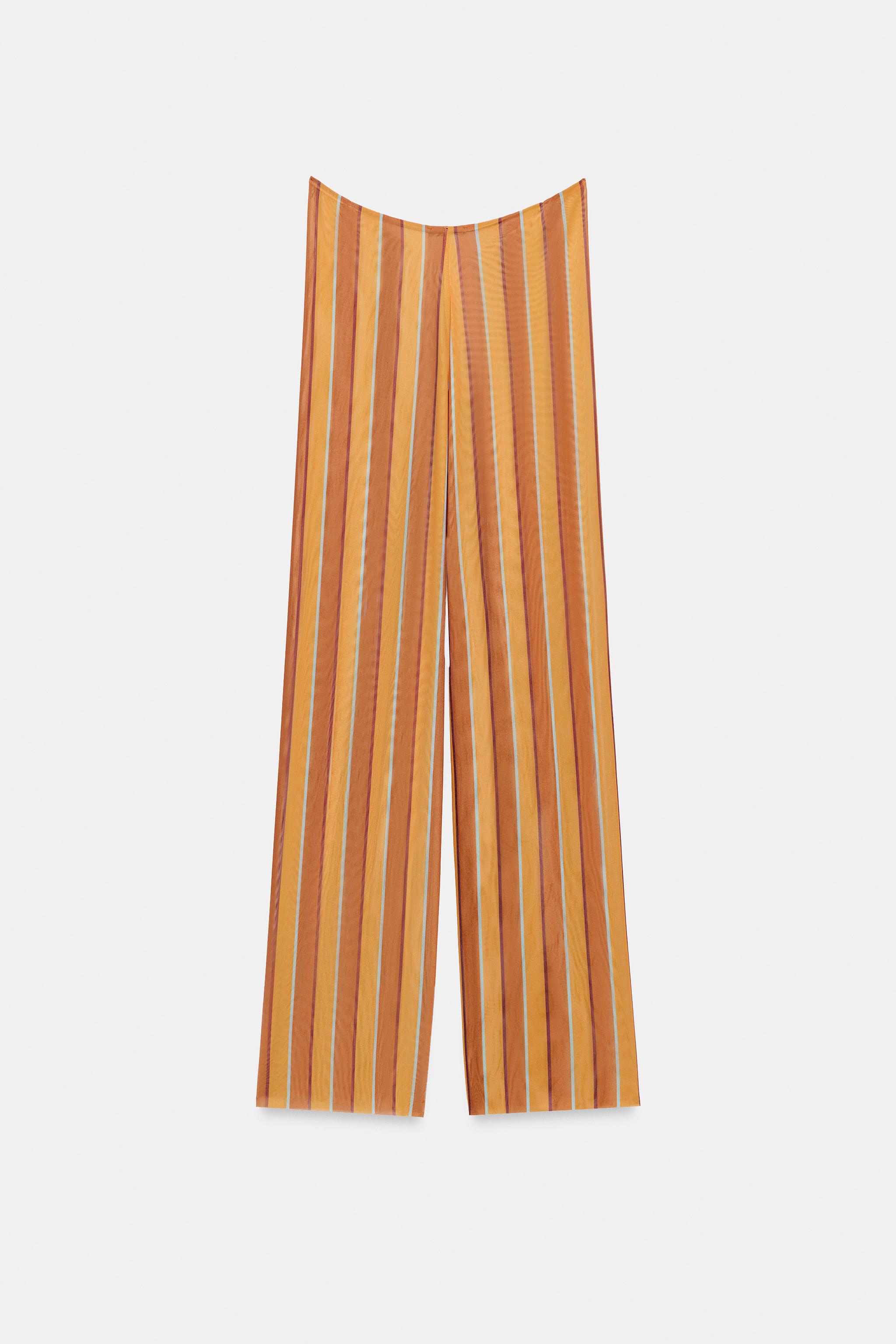 PANTALON PARÉO EN TUL IMPRIMÉ À RAYURES